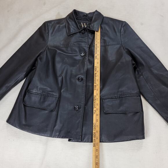 Vintage Winlit Jacket Womens Size 2X Black New York Large Button Leather Coat - Picture 5 of 16
